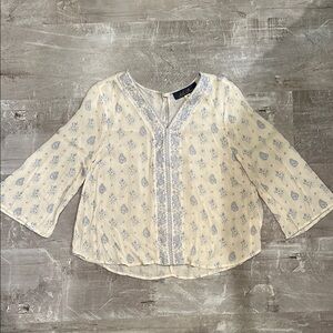 Blue Rain Cream and Blue Blouse - Size M